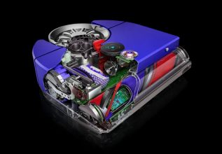 Cutaway view of a Dyson robot vacuum showing its engineering