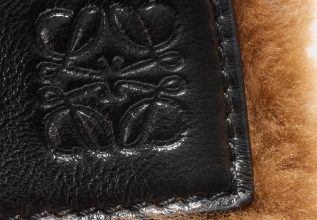 Close-up of an embossed Loewe leather detail